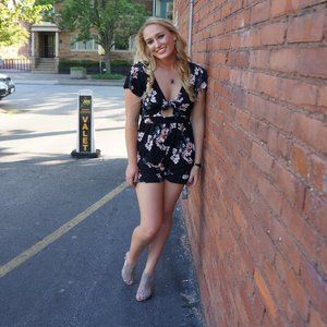 American Eagle Floral Cutout Romper